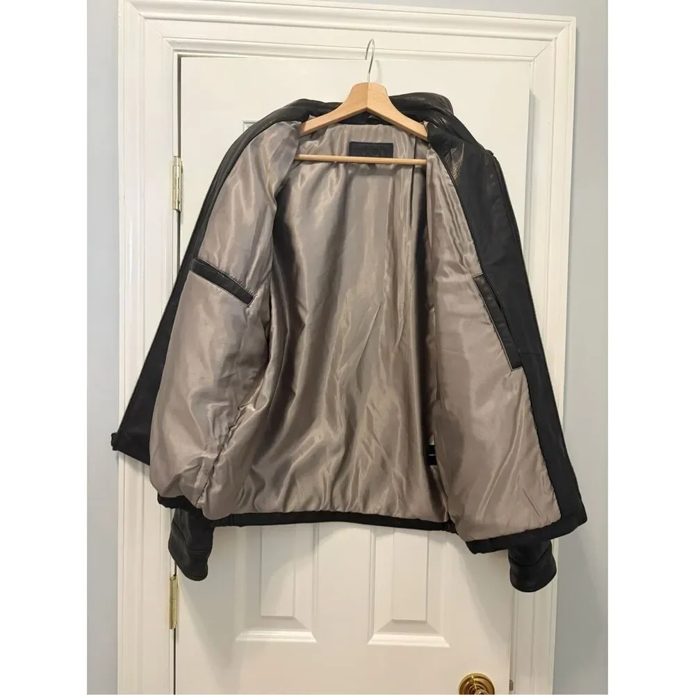 Brandini Mens Leather Bomber Jacket Size M